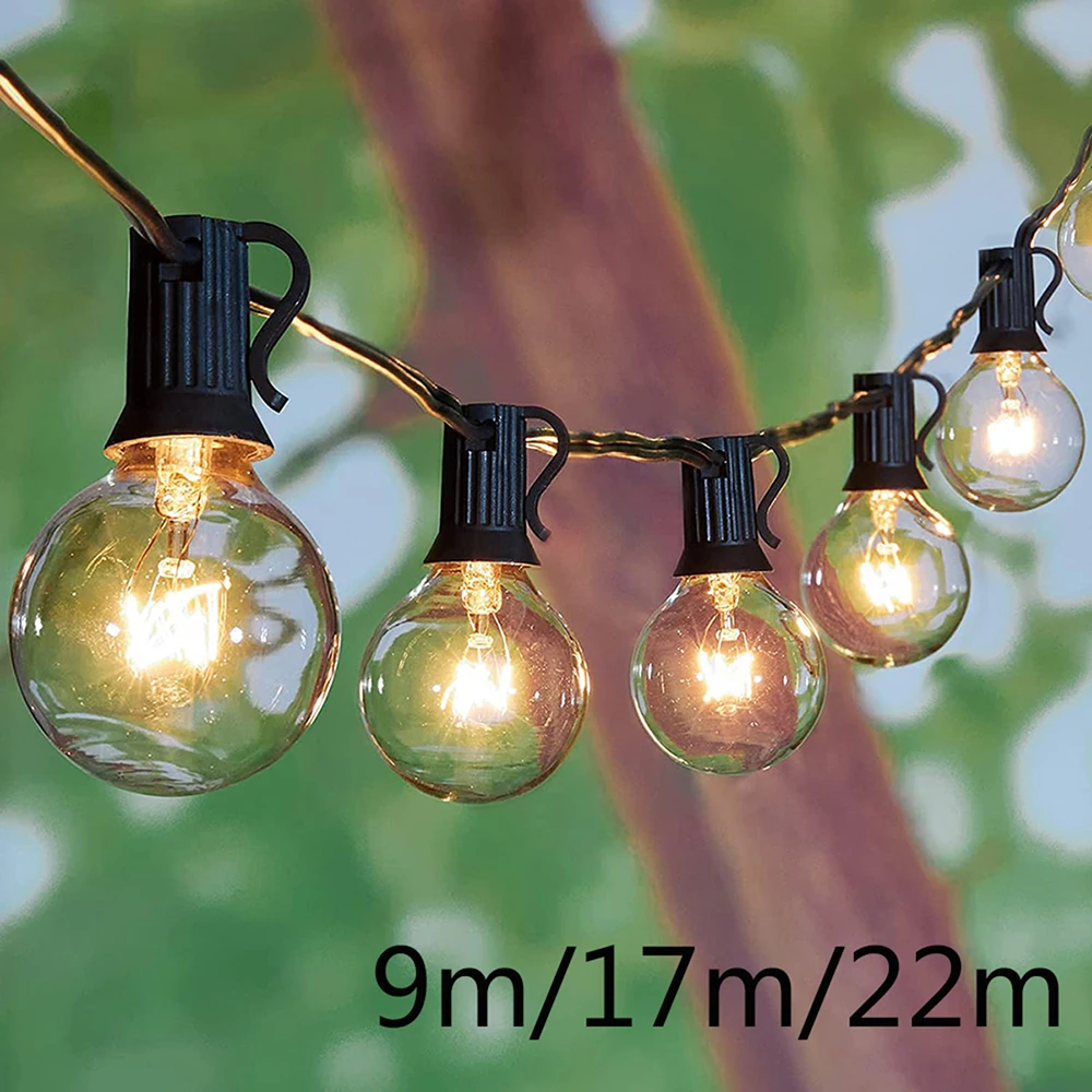 

22m Garden String Lights Garland G40 Globe Lamp Outdoor For Patio Camping Party Christmas Terrace Wedding Decoration Lamp