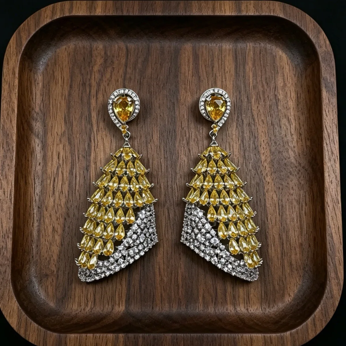 Water Drop Pear Cut CZ Tassel Drop Earrings Women Luxury Layered Colored Zircon Dangle Earrings Wedding Banquet Statement Jewelr