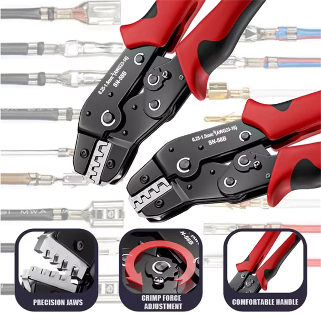 Ratcheting Crimping Tool Set For Dupont JST MOLEX Open Barrel,Dupont Molex JST TE Terminals & EPC PCIE SATA Pins SN-58B 3