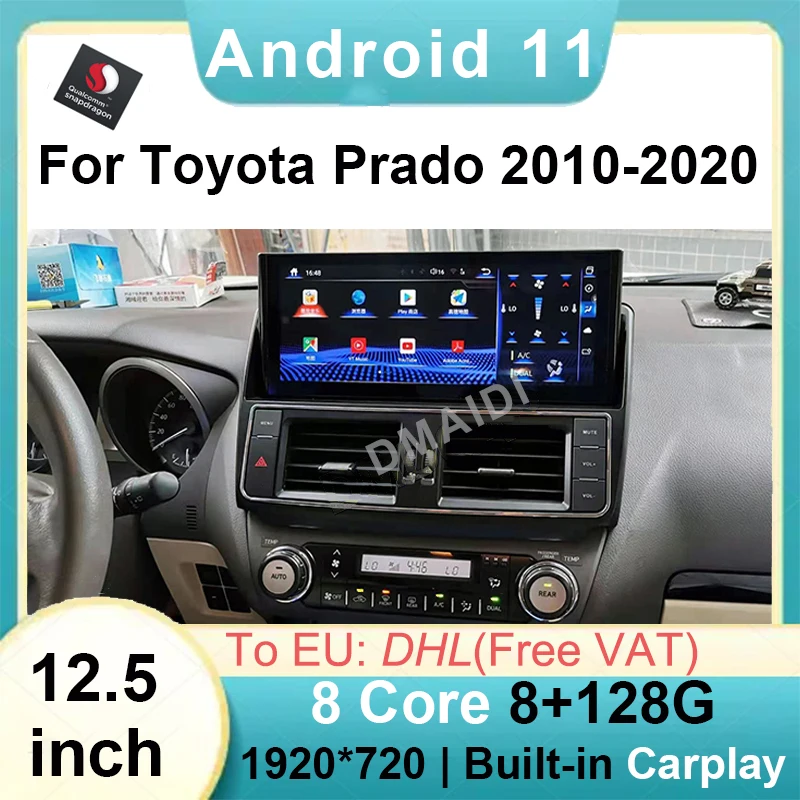 Android 11 128G GPS Navigation For Toyota Prado 2014 -2017 Car Radio Multimedia Player Stereo Video Touch Head Unit Carplay Auto