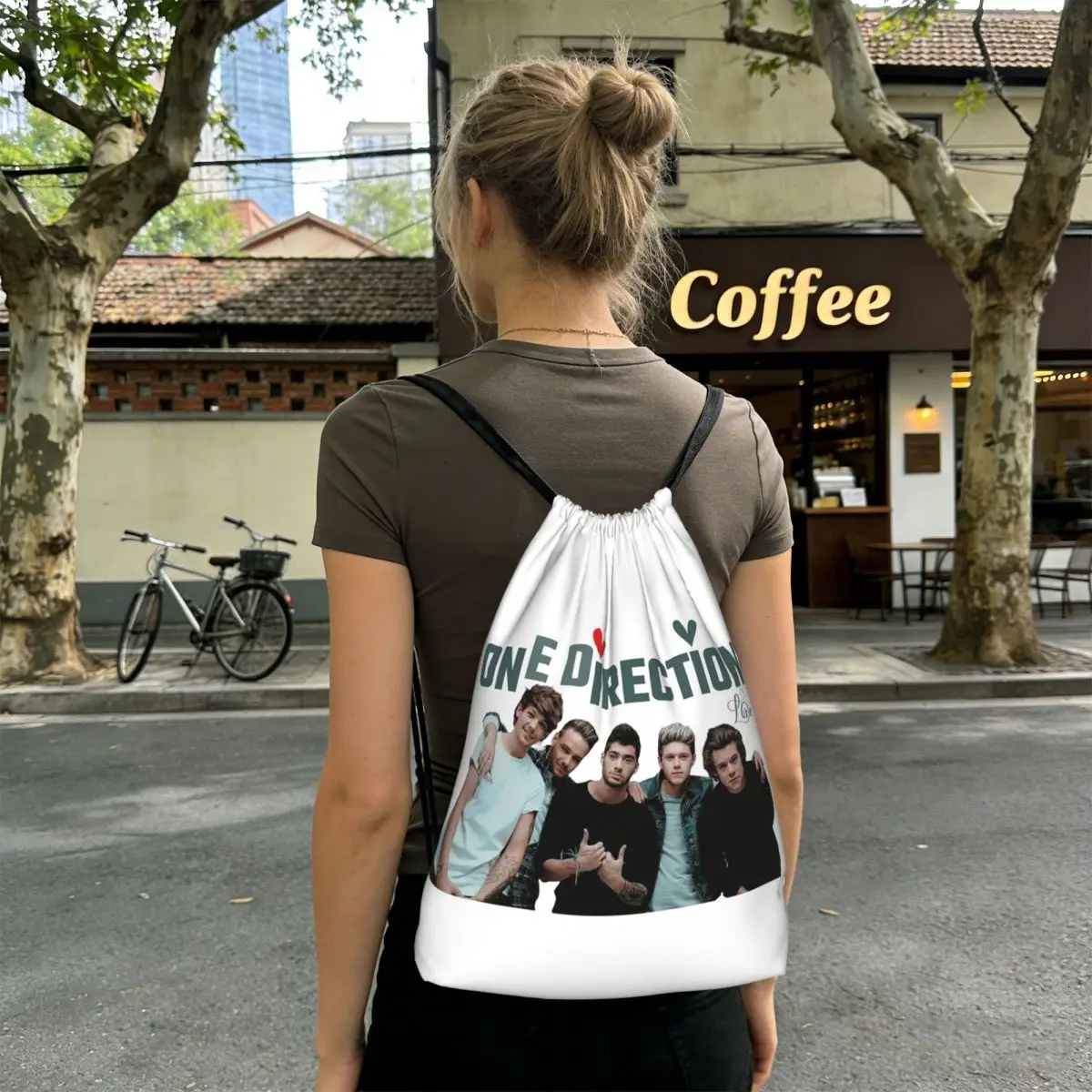One DIrection Love Backpacks Multi-function Drawstring Bags Sports Bag Book Bags for Travel Students