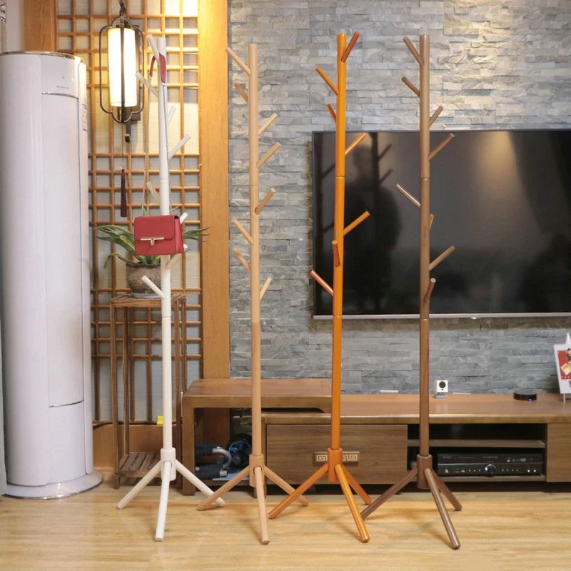 

Solid Wood Hanger Standing Coat Rack Clothes Hanging Hanger Bedroom Drying Rack