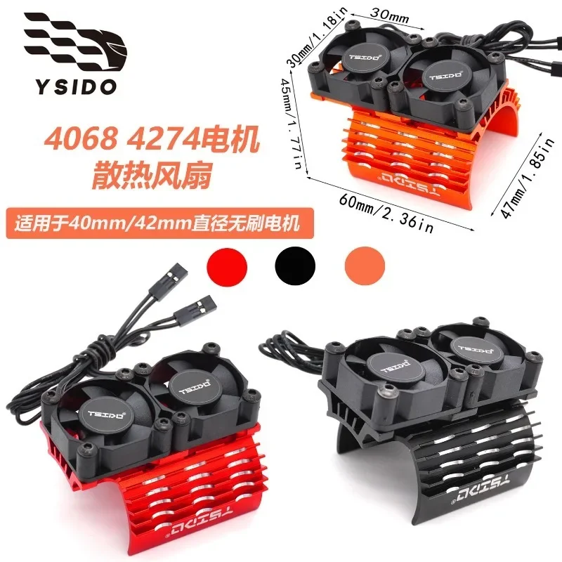 RC Motor Heatsink Dual 27000RPM Cooling Fan for 1/7 1/8 Arrma Trxs RC Car Fit 4068 4074 4092 4268 4274 40-42mm Motors