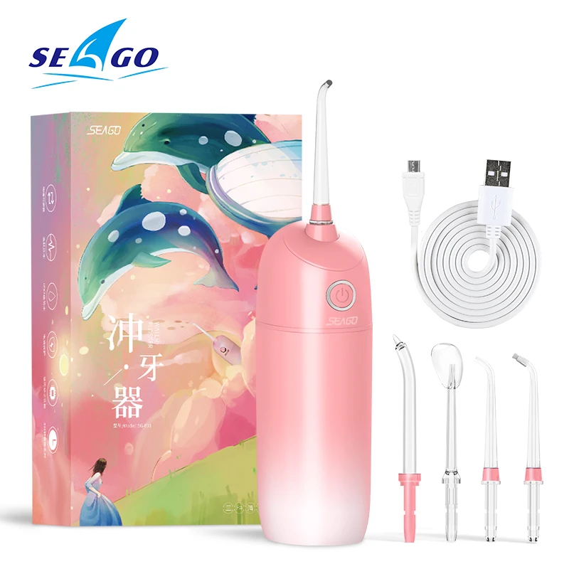 SEAGO Portable Oral Dental Irrigator Rechargeable USB Charge Water Flosser 5 Nozzles Jet Floss Tooth Pick Waterproof IPX7 SG831