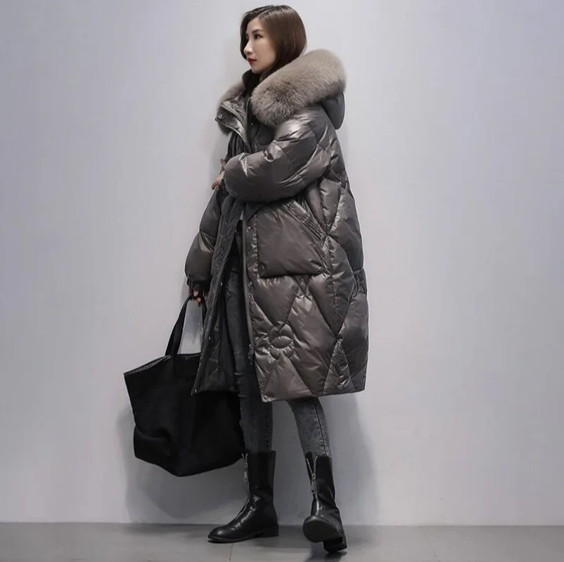 2025 jaqueta feminina espessada no inverno para retenção de calor casaco feminino médio longo elegante suave sem lavagem solto