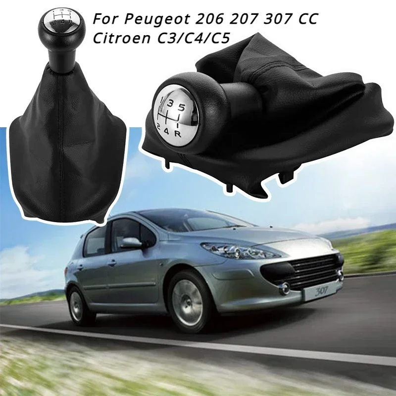 5 Speed Gear Shift Knob Shifter Lever Stick Gaiter Boot PU Cover for Peugeot 207 307 CC Citroen C3/C5/Xsara Car Accessories