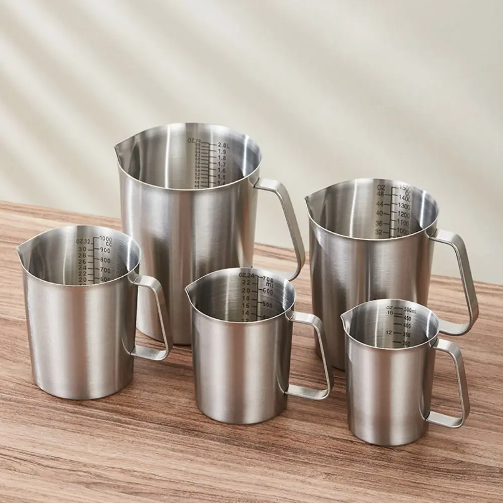 

304 Stainless Steel Measuring Cups Thickened with Lid Liquid Latte Art Cup Large Capacity Inner Scale Design Laboratory Beaker