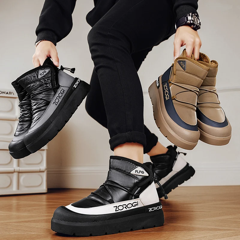

Winter Men's Boots High Quality Warm Snow Boots Mid-Calf High-top Plush Cotton Boot Men Comfort Hiking Ankle Boots Botas Hombre