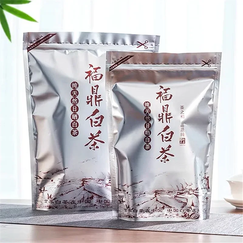 

250g Chinese Bulk ShouMei Bai Cha Zipper Bags FuDing BaiHao YinZhen White Tea Recyclable Sealing Packing Gift Bag