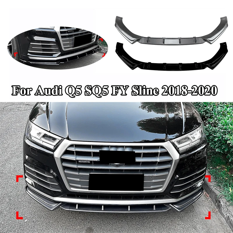Dla Audi Q5 SQ5 FY Sline 2018-2020 2019 Błyszczący czarny przedni zderzak samochodowy Spoiler Splitter Osłona wargi Protector Canard Deflektor