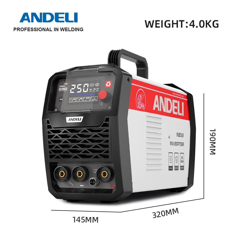 ANDELI 3 in 1 MIG Welding Machine MIG/LIFT TIG/Stick IGBT Inverter Semi-Automatic Welding Machine Gasless MIG Welders for Home