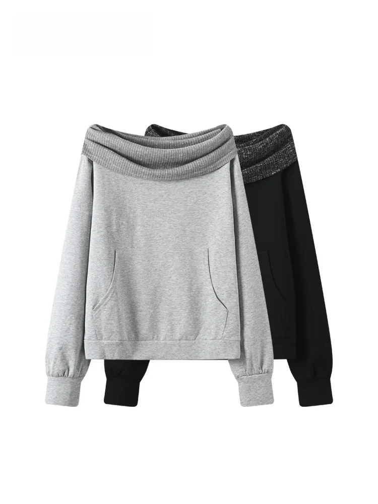 

Худи CaraCLUB на одно плечо, удлиненное, для полных женщин, осенне-зимнее, свободного кроя, универсальный дизайн, топ для пышных дам