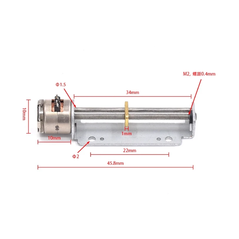 Micro 2-phase 4-wire 10mm screw slide table stepper motor precision linear telescopic metal screw nut slider