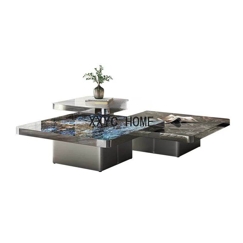 

Журнальный столик из натурального мрамора, квадратный итальянский светильник, роскошный чайный столик из микролита, комбинация для гостиной, дома