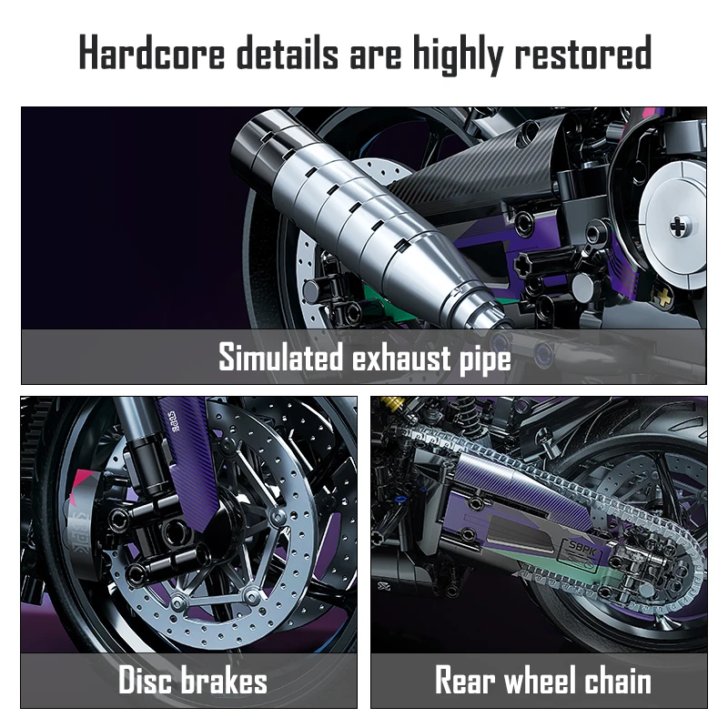 1:5 Scale Cyberpunk Motorcycle Building Set — Educational Construction Toy Collector's Grade Gift Suitable for Adults and Kids