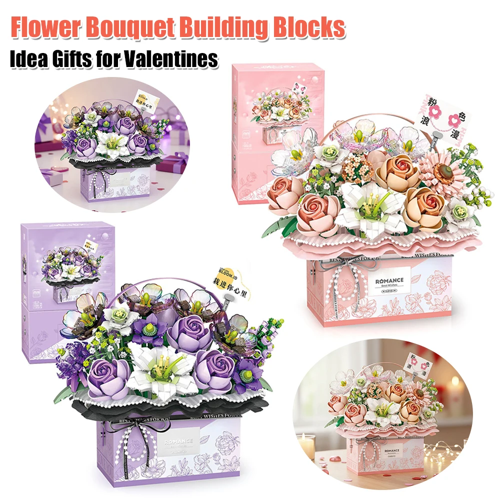 

Botanical Collection Plant Building Kit for Home&Office Decor Flower Building Set Gift for Christmas Day Valentines Birthday