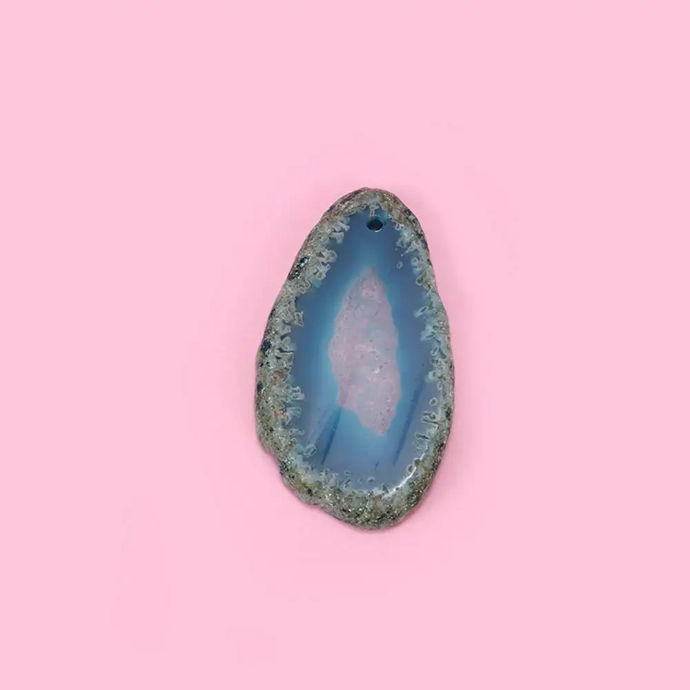 Natural Agate Geode Reiki Stone Brazil Healing Home Decoration Jewelry Accessories DIY Quartz Pendant