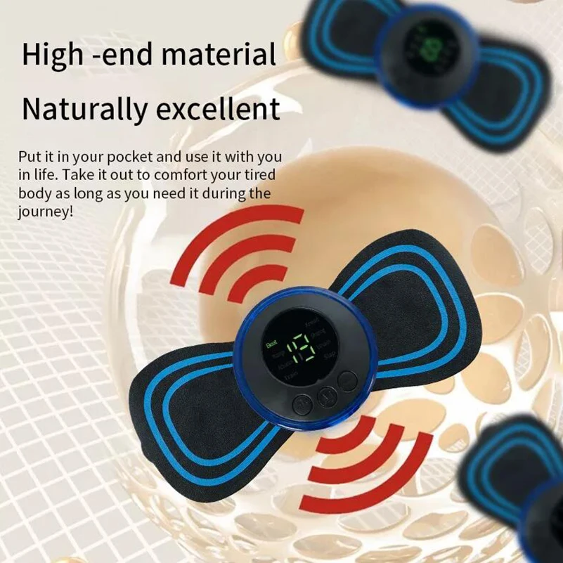 4PCS Neck Massager Lcd Display EMS Electric Cervical Massage Patch Low Frequency Pulse Muscle Stimulator Pads Pain Relief Relaxa