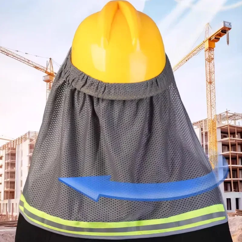 2026 Construction Safety Reflective Mesh Hat Shade Neck Shield Helmet Sun Shade Breathable Summer Sun Protection for Working