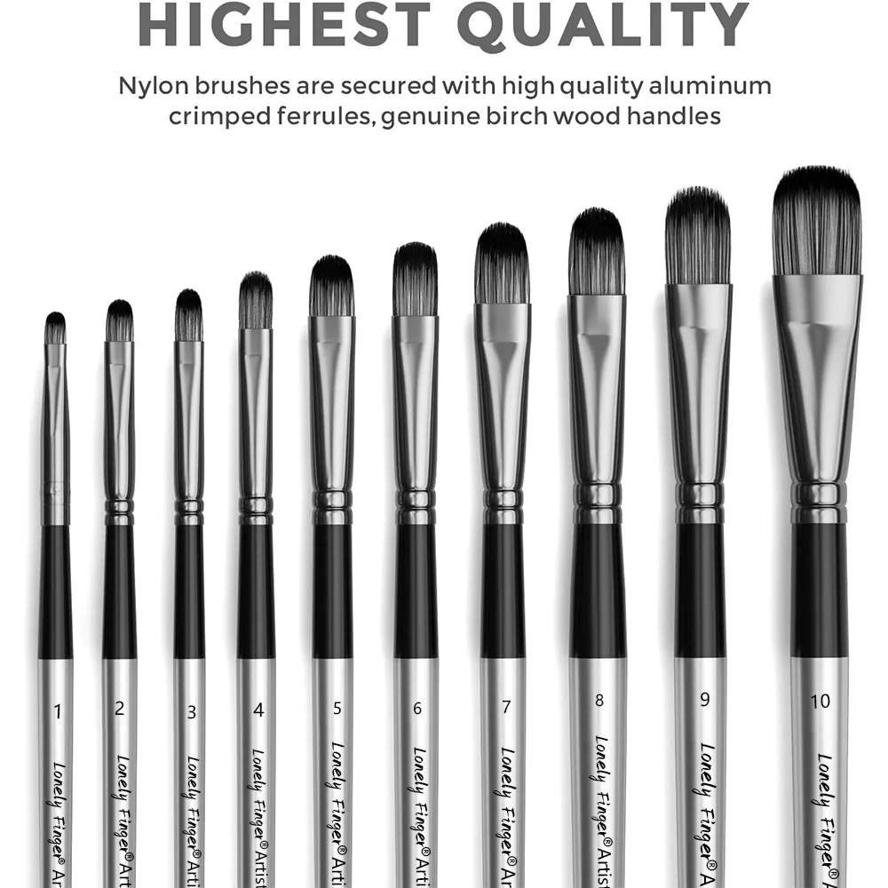 

10 Pcs Paint brush Kit Artist Paint Brushes for Acrylic, Watercolor, Oil, Gouache, Craft Detail, Model Painting Brushes