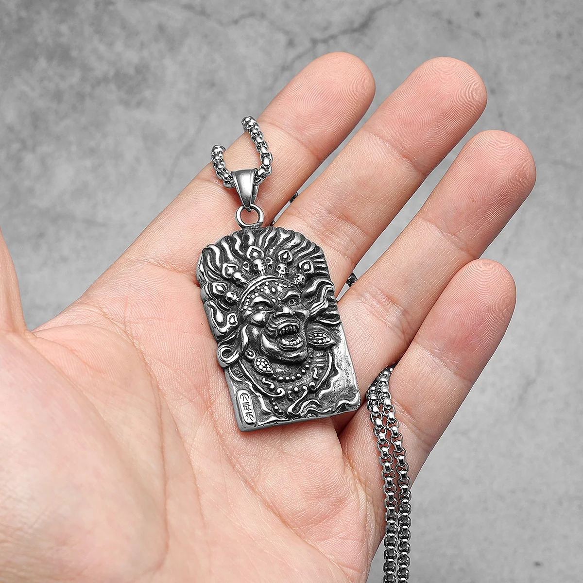 Tibetans Demon God Pendants Vintage Punk Rock Necklace 316L Stainless Steel Men Chains Hip Hop Jewelry Gift for Male Wholesale