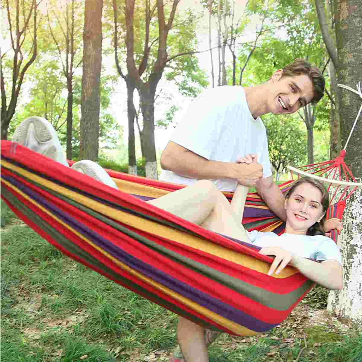 190 X150cm Double Child Round Swings for Kids Outdoor Hammock outside Tree Camping Canvas