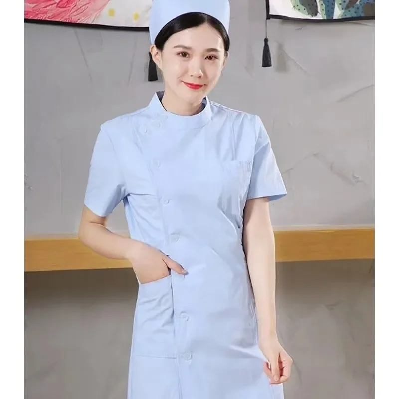 2025 ใหม่แขนยาวชุดช่างเสริมสวยเสื้อผ้าทํางานทันตกรรมเสื้อผ้าทํางาน Pet Shop ชุดห้องปฏิบัติการเสื้อผ้าฝ้ายขัดชุด