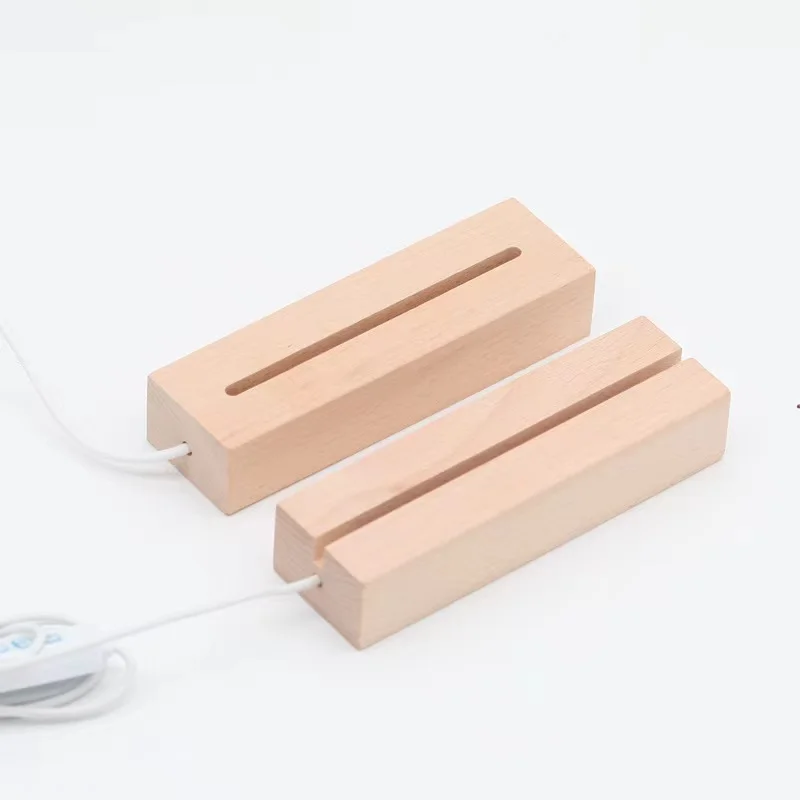 USB Powered 5mm Wooden Led Base with Warm White Cold RGB Colored Lights for 3D Acrylic Plexiglass Night Lamps
