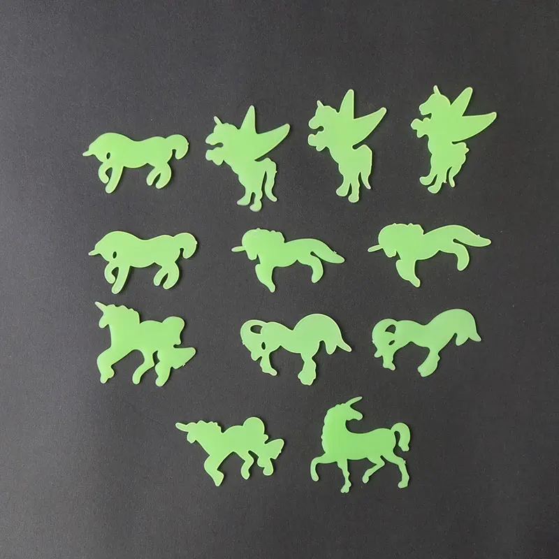 12pcs Luminous Unicorn Wall Stickers Kids Lovely Cartoon Sticker Glow in the Dark Room Decoration