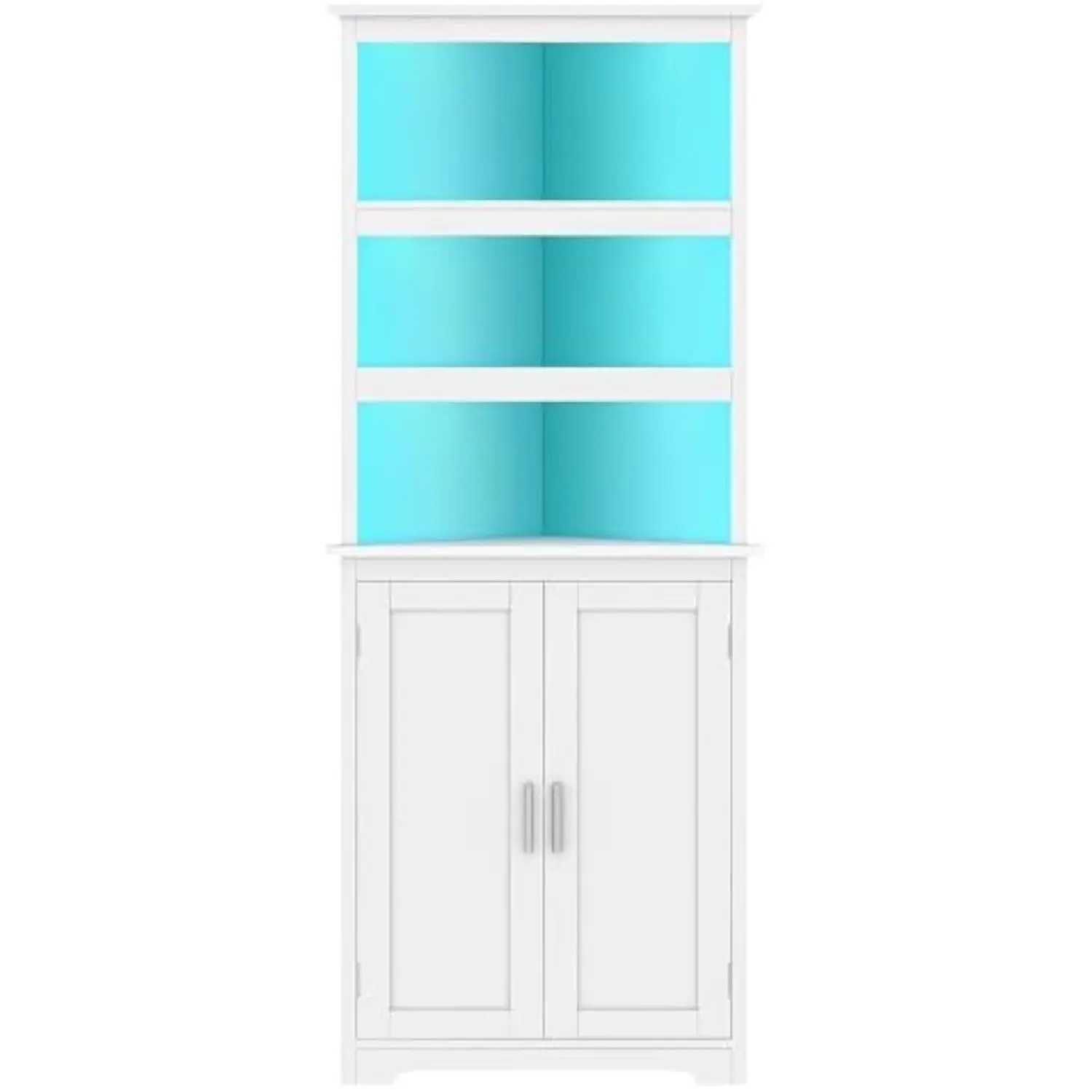 

Tall Corner Cabinet with Led Lights, 5-层 Bathroom Corner Cabinet with Adjustable Shelf, for Living Room, Dining Room, White