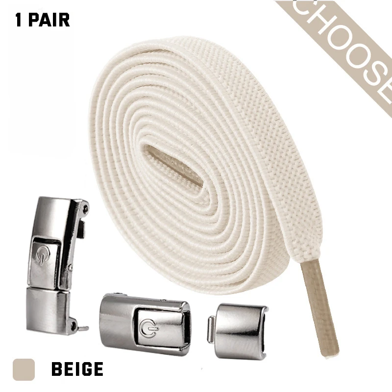 Flache, elastische Schnürsenkel ohne Binden für Sneaker, mit Druckknopfverschluss, Metallschalter, Logo-Schnürsenkel für Kinder und Erwachsene, schnell und einfach – Detail 15