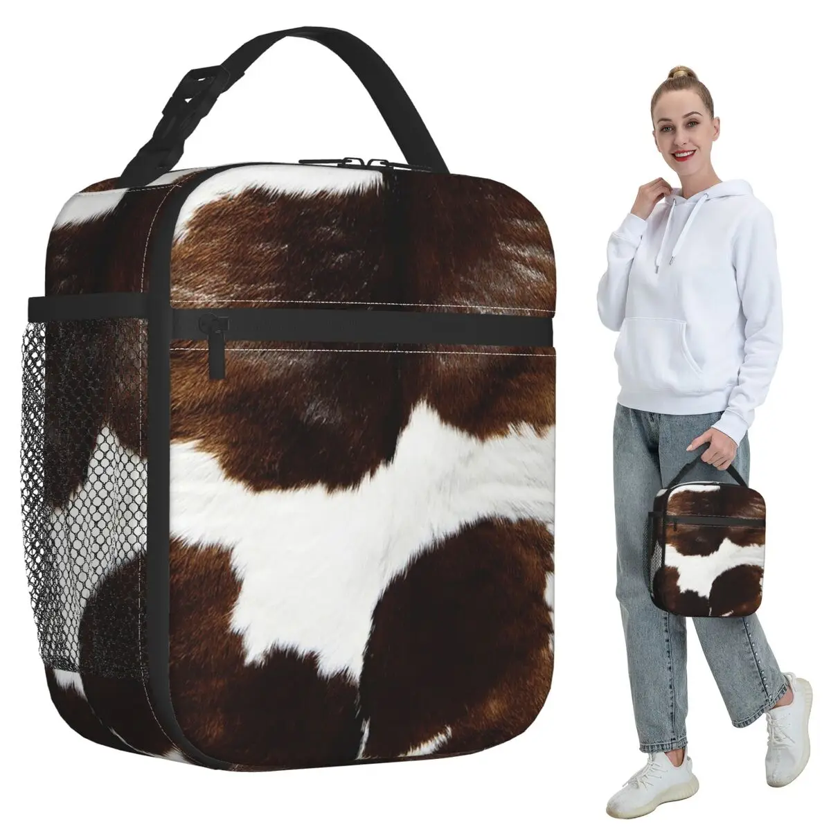 Rustic Ranch Cow Print Insulated Lunch Bag for Kids School Cooler Thermal Food Box Tote Leakproof Lunch Boxes Container