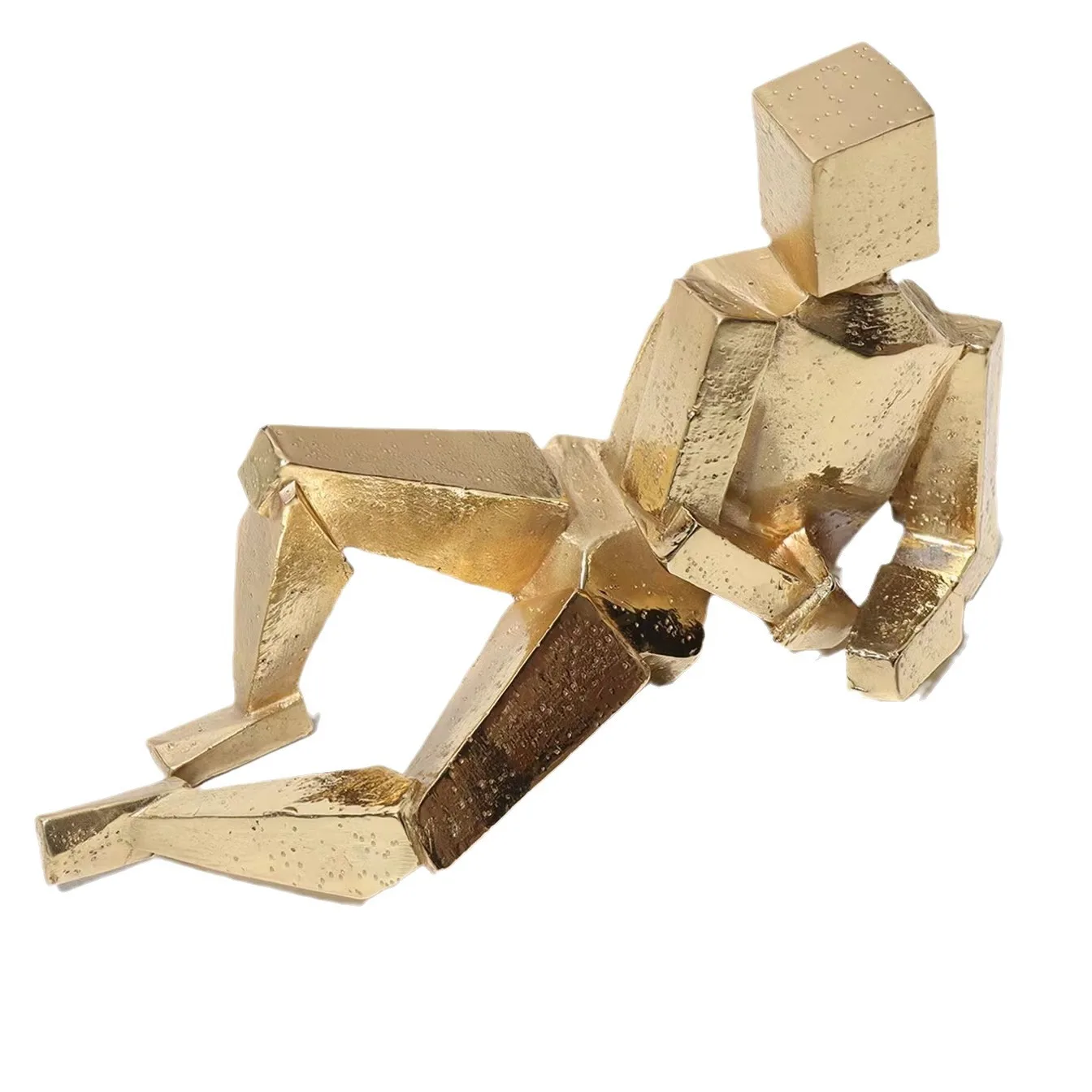 Modern simple creative baking lacquer gold villain model room hotel club metal ornament decoration