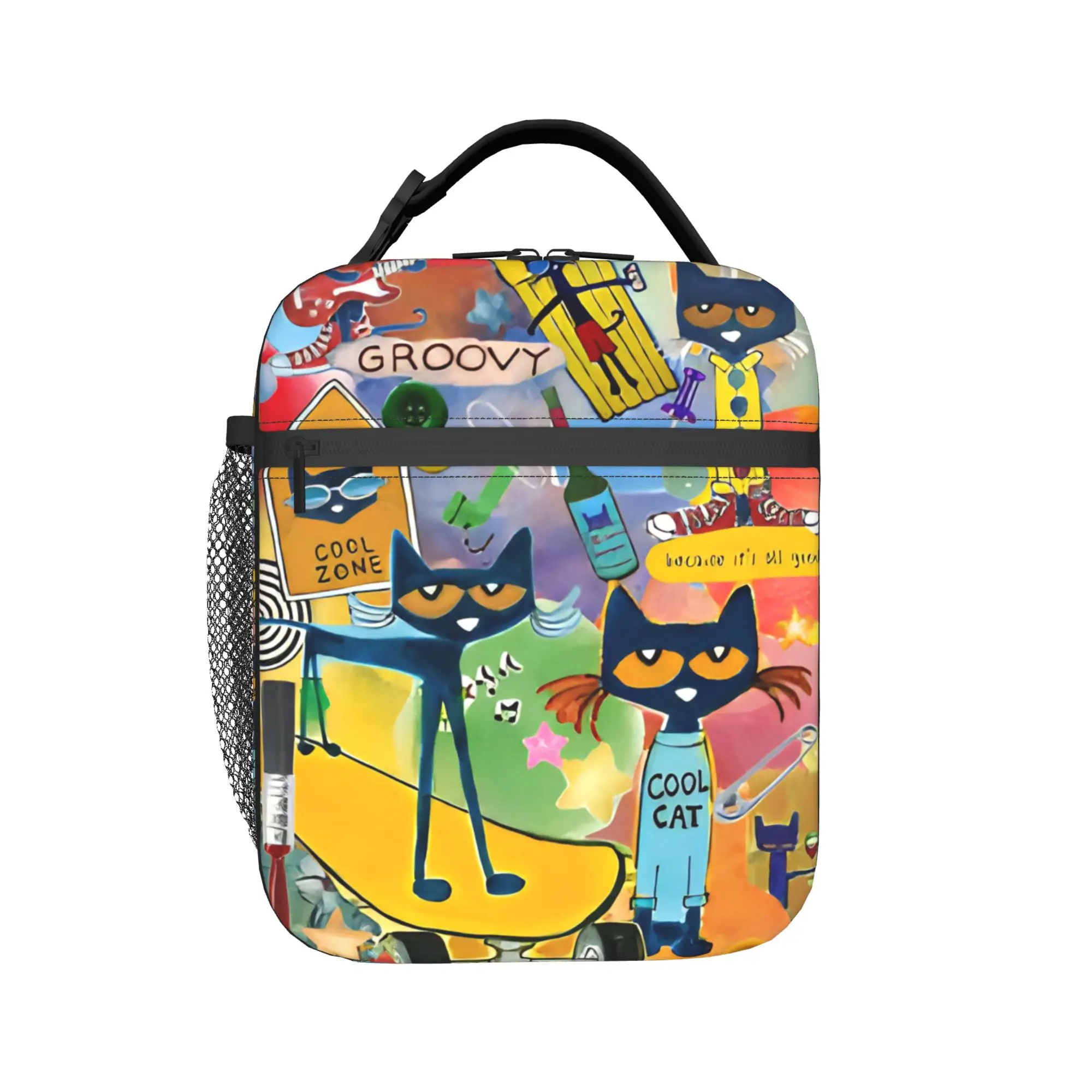 Cool Cartoon Kitten Pete the Cat  Insulated Lunch Bag Leakproof  Meal Container Cooler Bag Lunch Box Tote Bento Pouch
