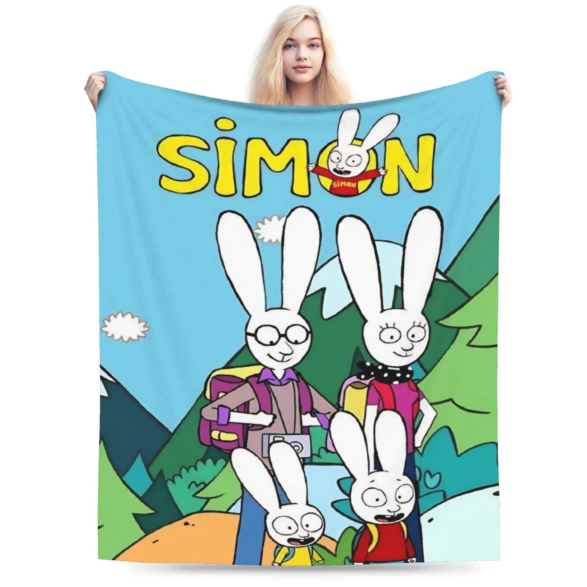 Simon Super Rabbit Blanket Lightweight Thin Velvet Cute Gift  Throw Blankets Plush Thin Quilt