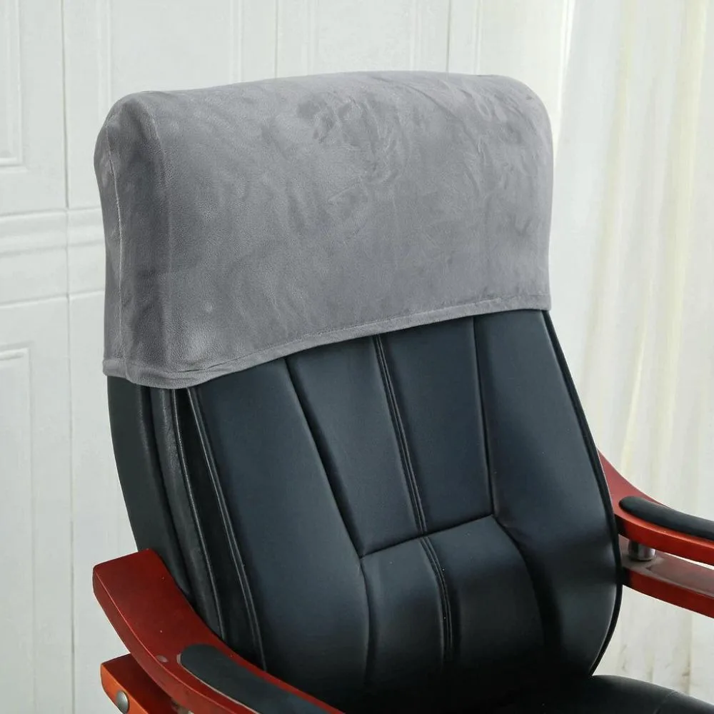 Velvet Chair Headrest Cover Skin-friendly Dust-proof Chair Backrest Protector Breathable Half Cover Elastic Chair Back Cover
