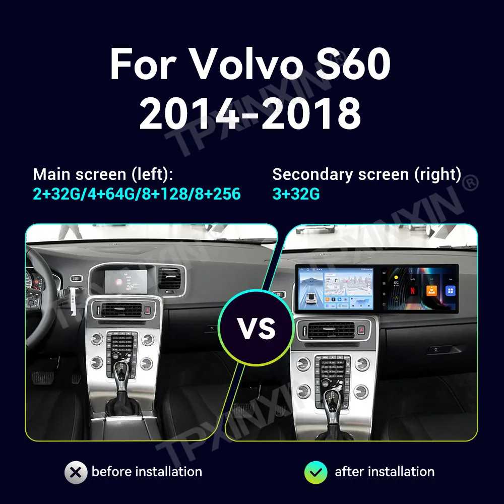 Car Accessories Radio For Volvo S60 2014-2018 Android Auto GPS Navigation Multimedia Stereo Receiver Head Unit Offline Maps