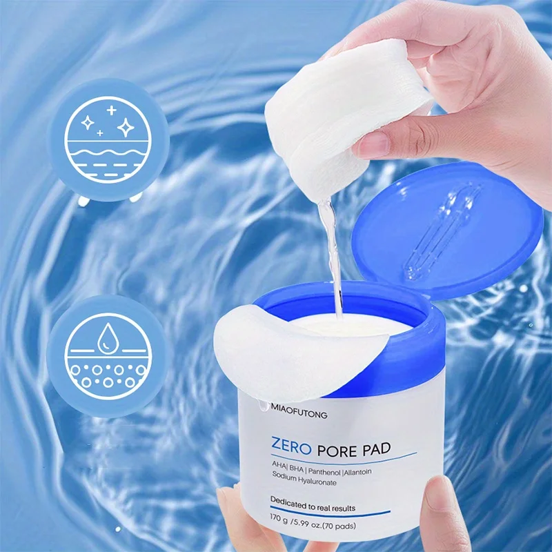 70枚入り ヒアルロン酸配合 クレンジング＆メイク落としパッド、コットンパッドメイク落としパッド、優しく洗浄し、メイクを落とし、保湿します