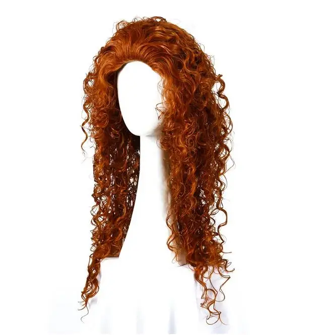 Peluca de Cosplay larga y rizada para mujer, juego de rol sintético marrón, Halloween, Navidad, Cabello para fiesta diaria