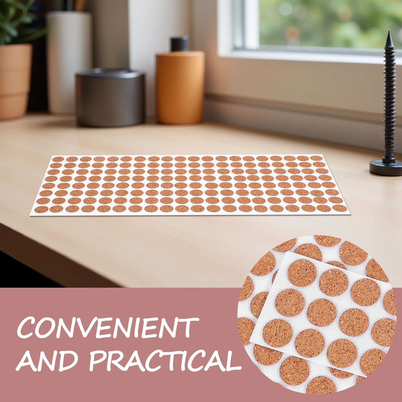 

500Pcs Soft Wood Anti-Slip Pads 10Mm Round Cork Stickers for Table Lamp Base Non Slip Plant Pot Coaster DIY Craft Shock