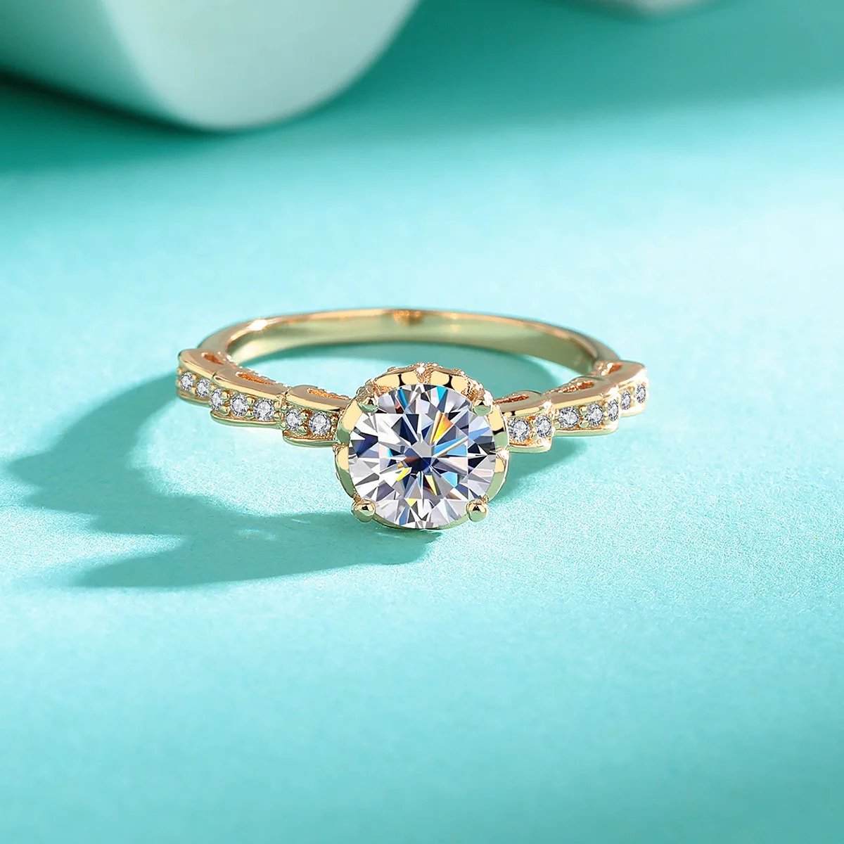 

Luxury 18k Rose Gold Moissanite Wedding Ring 1CT VVS1 D Color 3EX Cut Round Diamond Finger Band Woman Gift Jewelry
