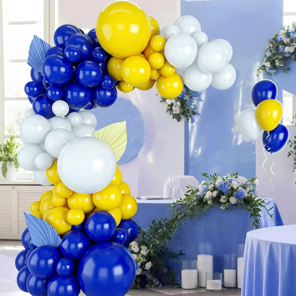 106Pcs Royal Blue Balloons Arch Garland Kit Yellow White Ballon Graduation Birthday Party Decor Baby Shower Wedding Decor Globos