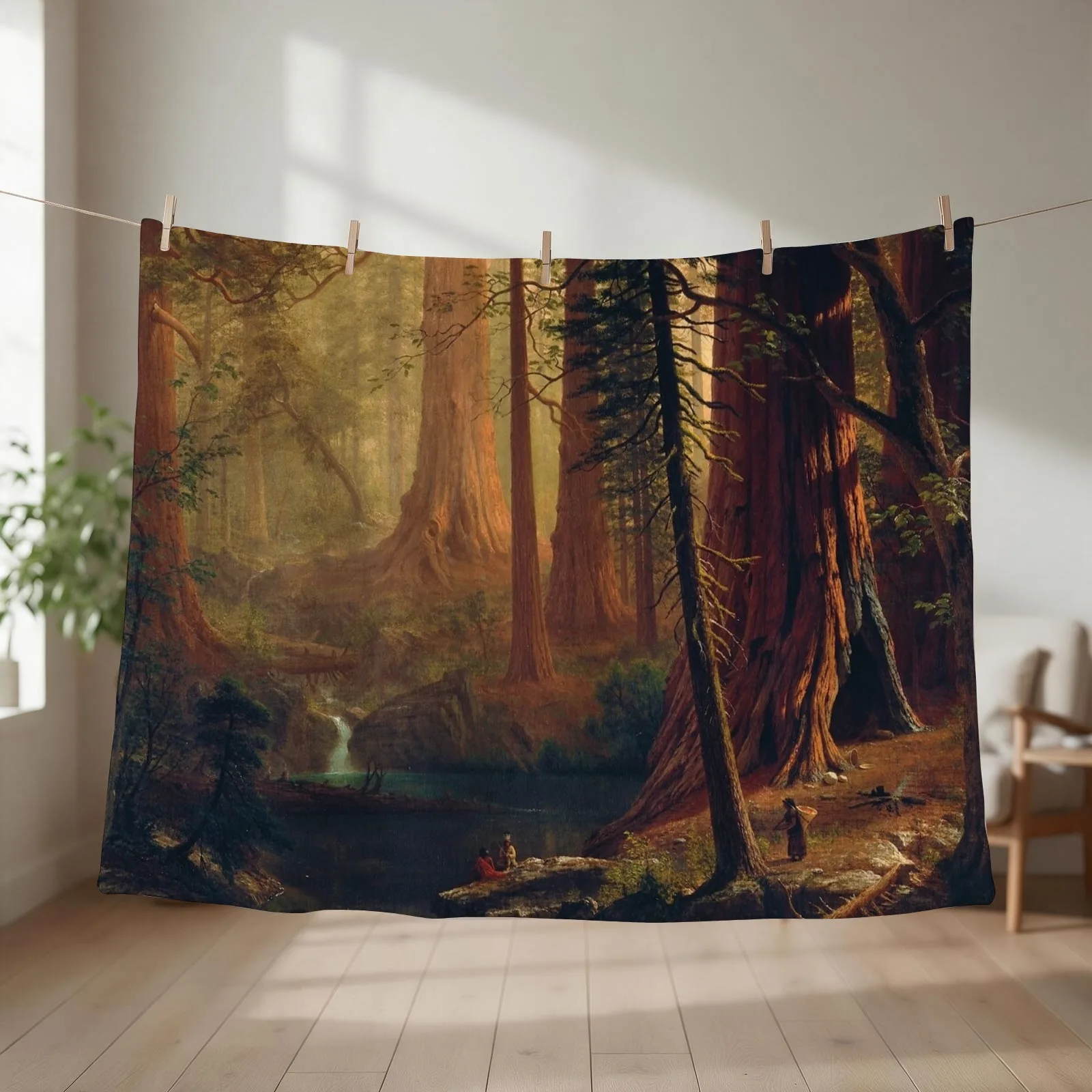 Giant Redwood Trees of California by Albert Bierstadt (1874) Throw Blanket Decorative Throw Beach Kid'S Picnic Blankets