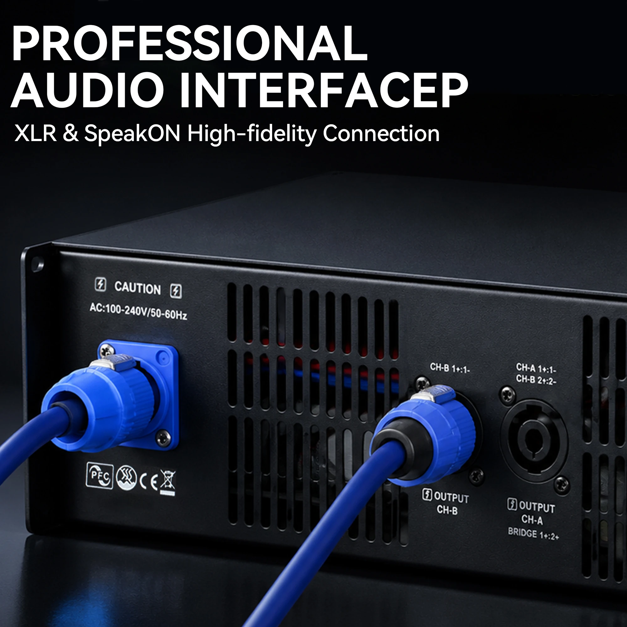 Paulkitson FPC Series Professional Power Amplifier 2/4‑Channel 2U Chassis High‑Power Unit for Stage Bar DJ Live Karaoke Events