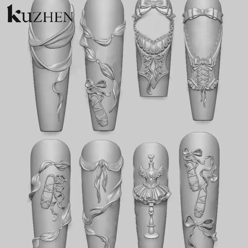 แม่พิมพ์ซิลิโคน 3 มิติ รูปโบว์ริบบิ้นสำหรับทำเล็บ - แม่แบบแกะสลักใส DIY สำหรับออกแบบเครื่องมือทำเล็บ