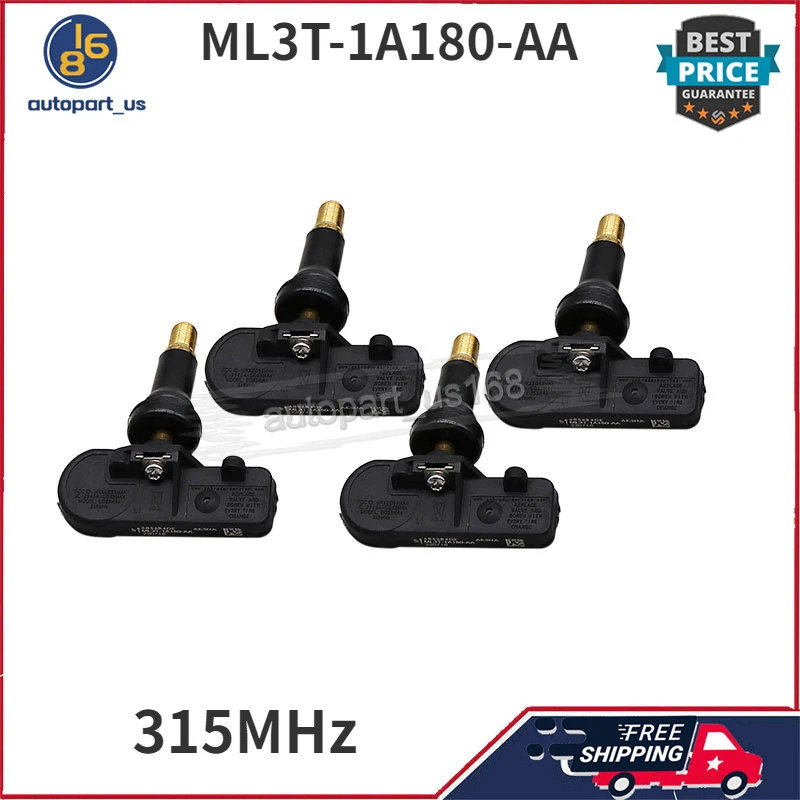 4PCS TPMS Tire Pressure Monitor Sensor 315 MHz ML3T-1A180-AA For Ford Bronco 2020-2022 Expedition 2018-2021 Ford -150 2017-2022