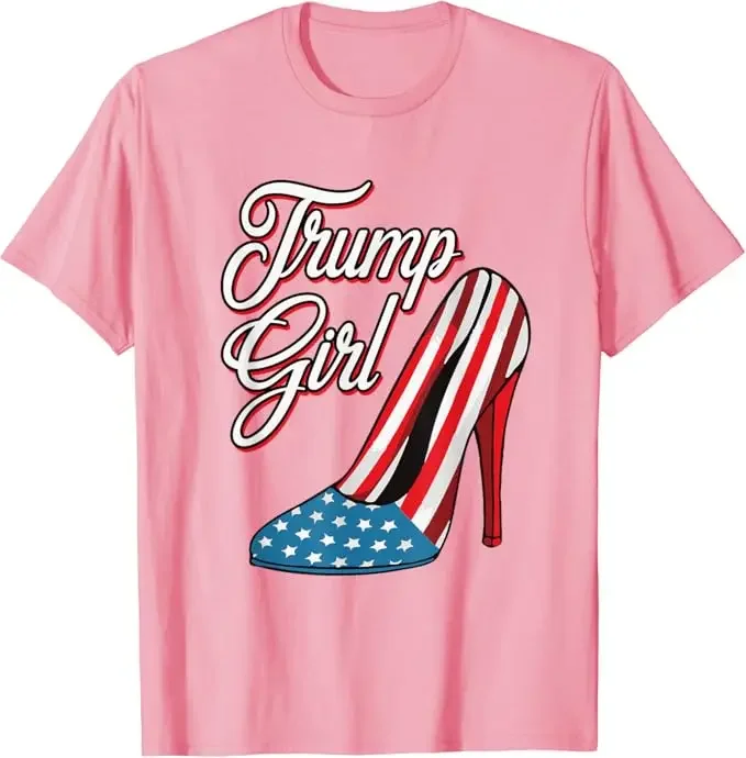 Trump Girl High Heels Stiletto Printed T-shirt Fashion Republican Graphic Short Sleeve Everyday Comfortable Loose Clothing