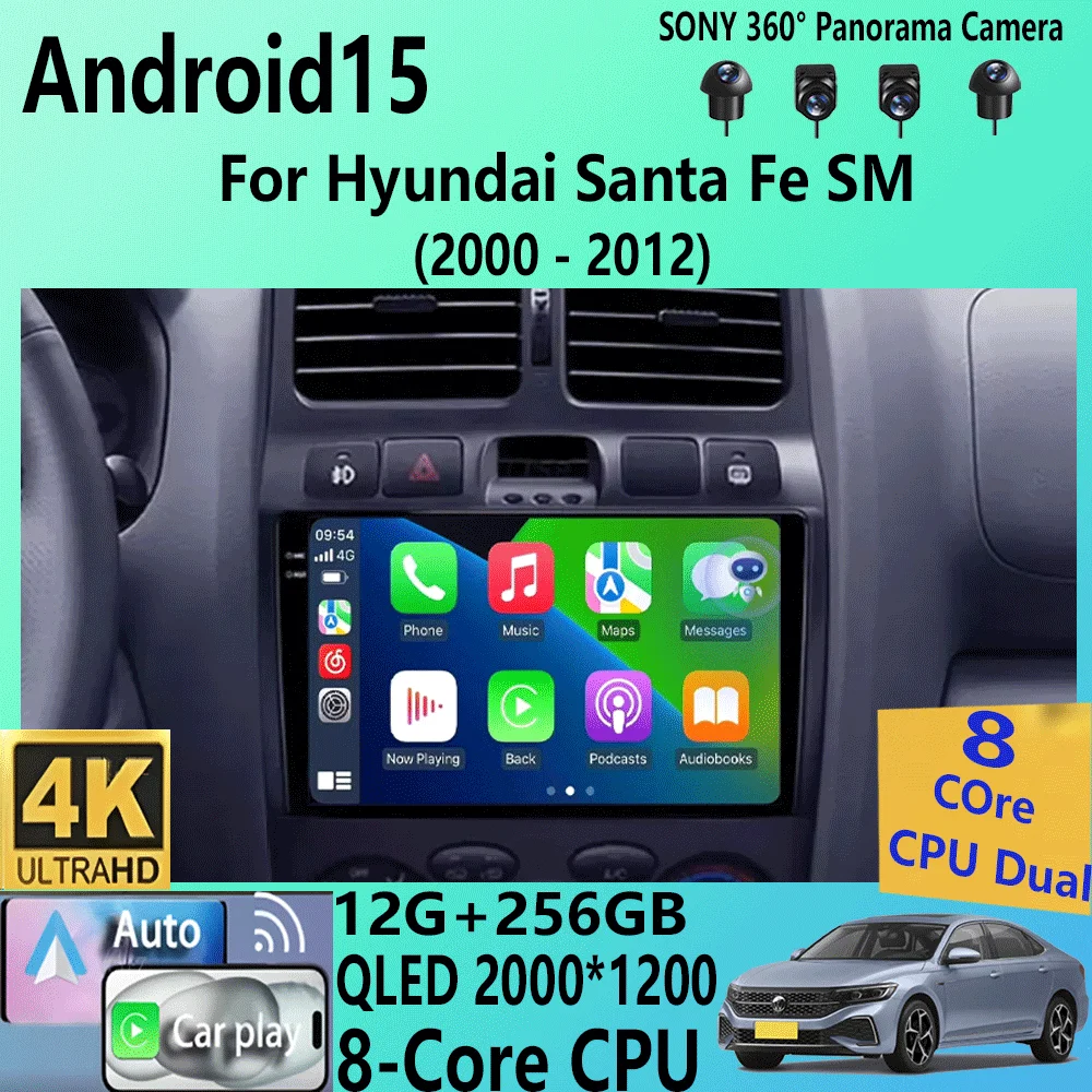 

Android 15 Car Radio For Hyundai Santa Fe SM 2000-2012 For JAC S1 (Rein) 2007 - 2013 Multimedia Video Navi Player Carplay Audio