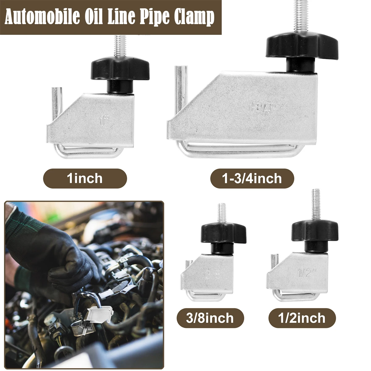 4Pcs U Shape Fluid Line Clamper Tool Kit Rustproof Automobile Oil Line Pipe Clamp Vacuum Transmission Coolant Brake Hose Clamps