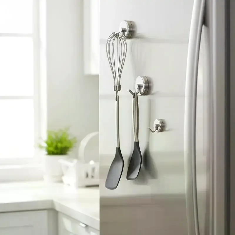 Magnetic Hooks With Premium Electroplated Finish, No-Drill Damage-Free Strong Hanging Solution For All Ferromagnetic Surfaces